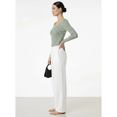 Stripes Square Neck Knitted Top | Montivo Pakistan