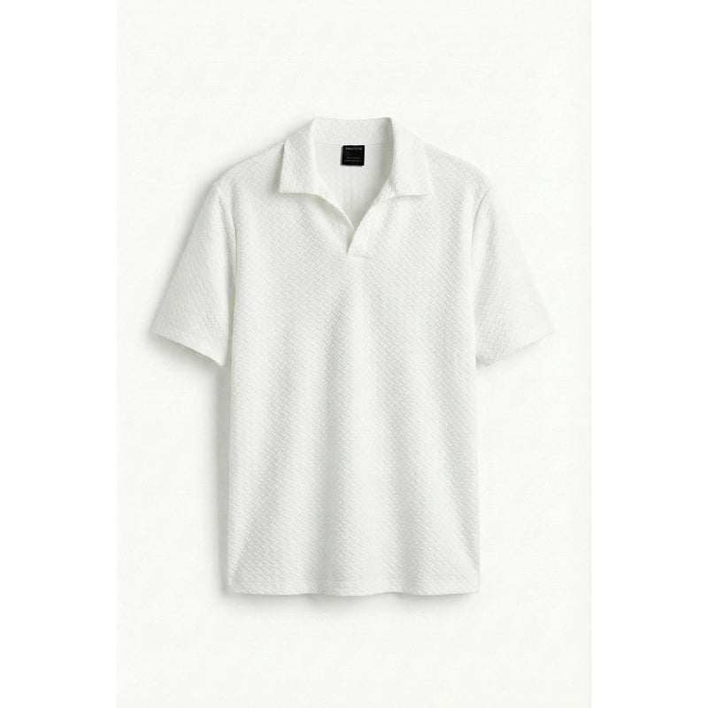 White Jhonny Collar Textured Polo | Montivo Pakistan