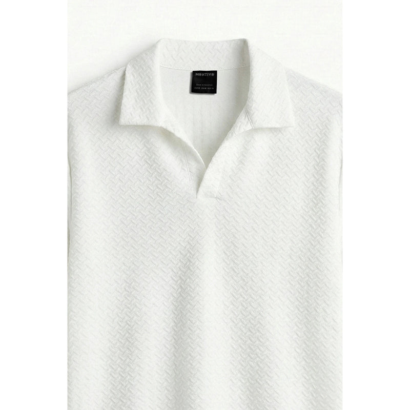 White Jhonny Collar Textured Polo | Montivo Pakistan