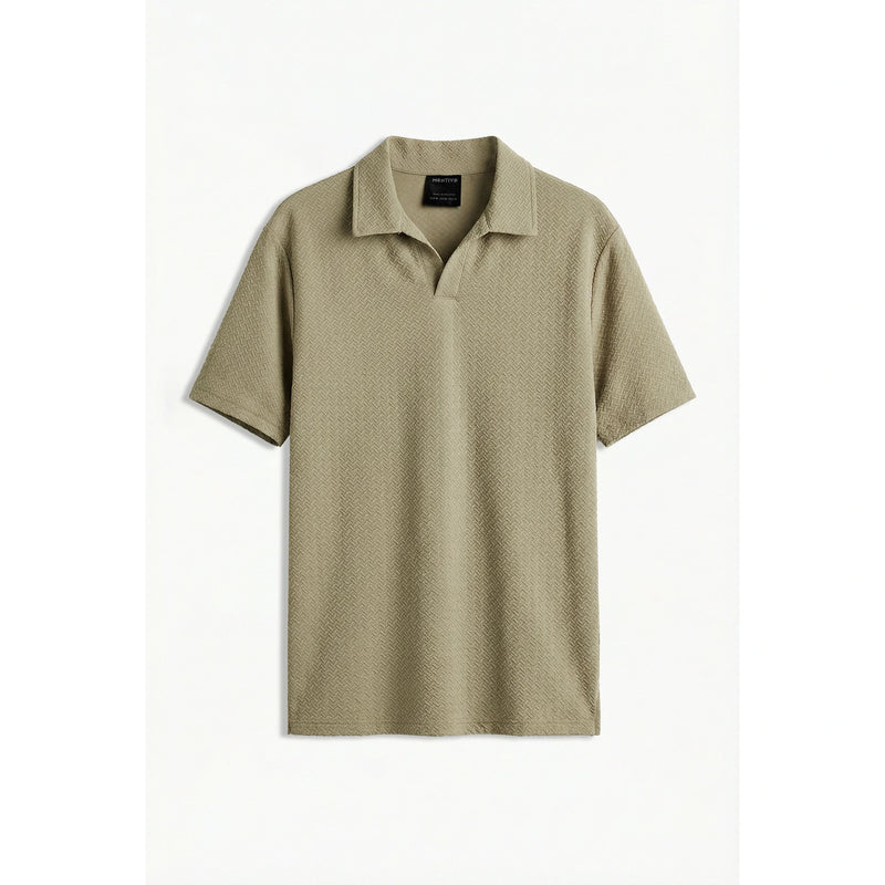 Beige Jhonny Collar Textured Polo | Montivo Pakistan