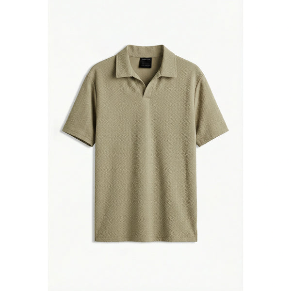 Beige Jhonny Collar Textured Polo | Montivo Pakistan