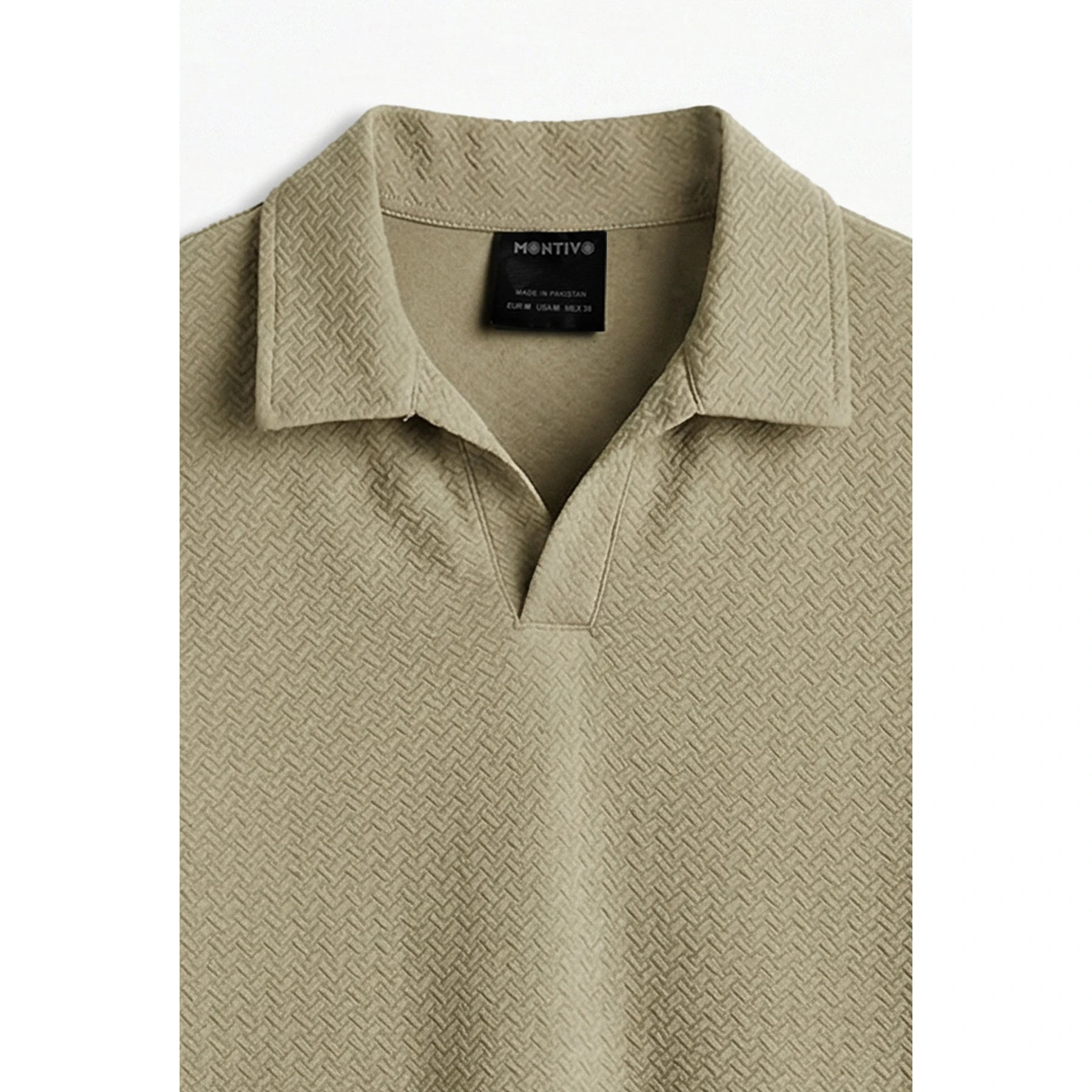 Beige Jhonny Collar Textured Polo | Montivo Pakistan