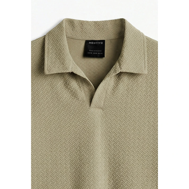 Beige Jhonny Collar Textured Polo | Montivo Pakistan