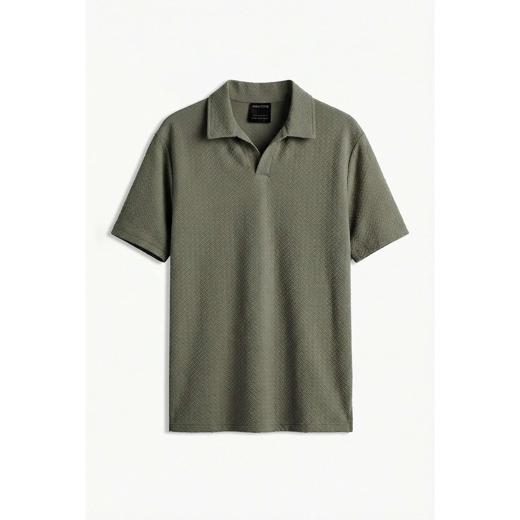 Olive Jhonny Collar Textured Polo | Montivo Pakistan