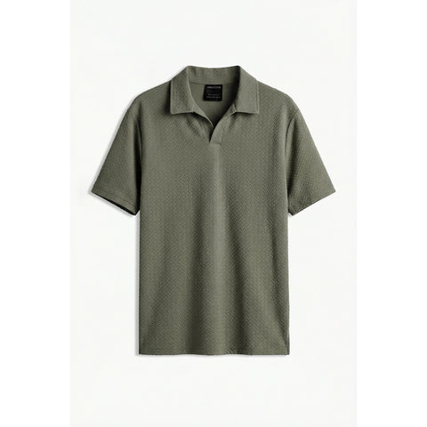 Olive Jhonny Collar Textured Polo | Montivo Pakistan