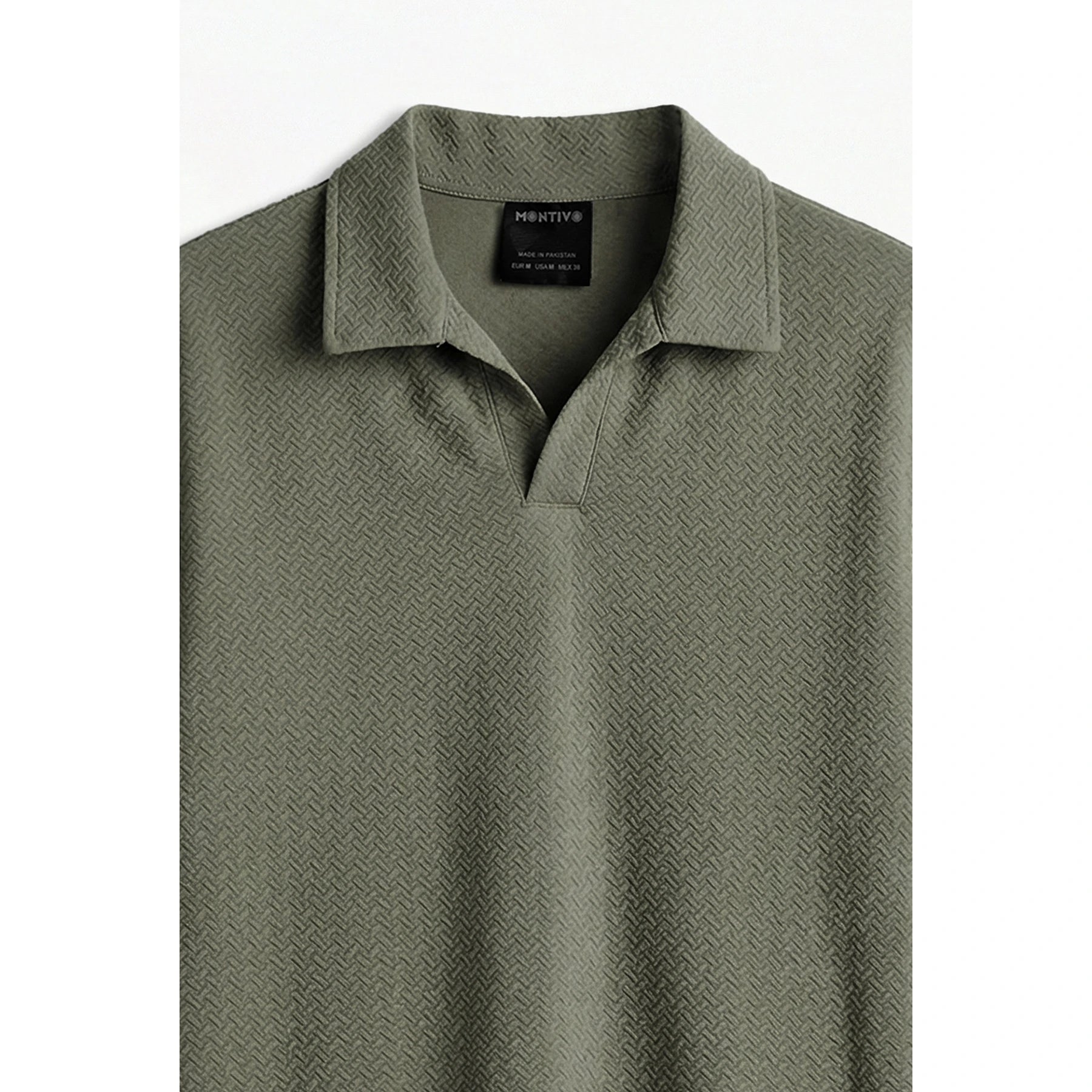 Olive Jhonny Collar Textured Polo | Montivo Pakistan