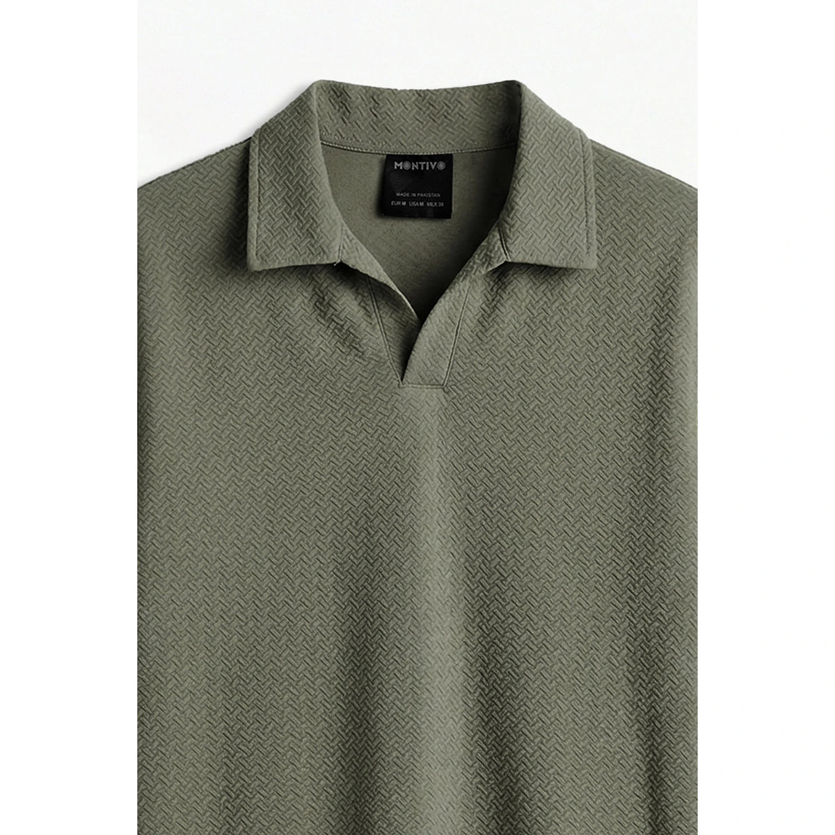 Olive Jhonny Collar Textured Polo | Montivo Pakistan