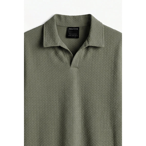 Olive Jhonny Collar Textured Polo | Montivo Pakistan