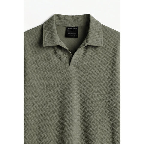 Olive Jhonny Collar Textured Polo | Montivo Pakistan