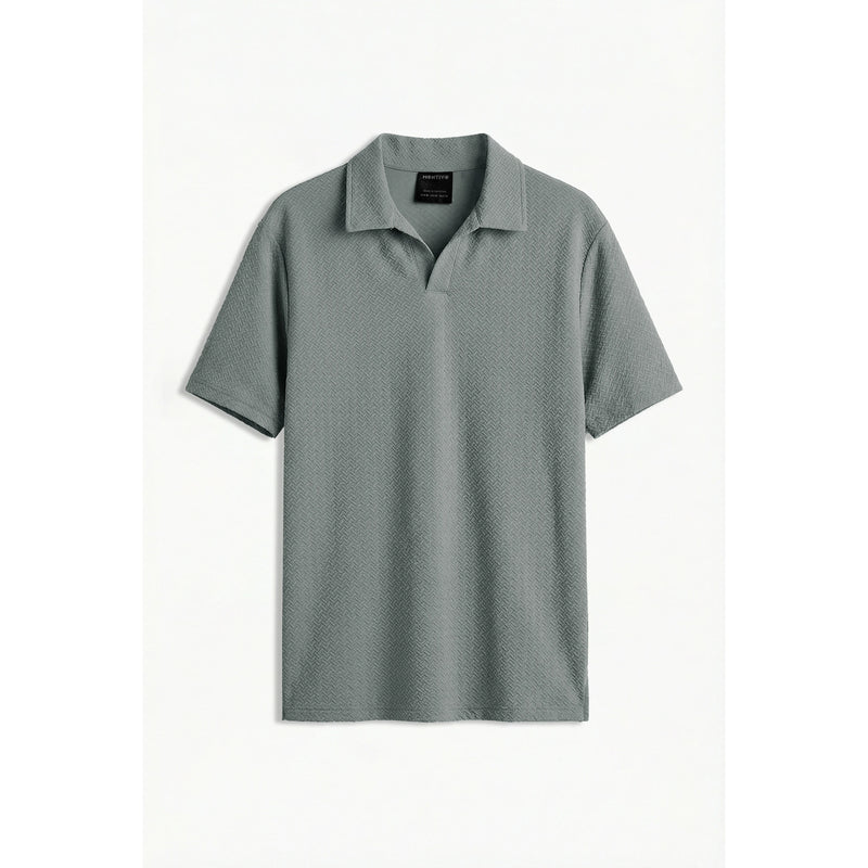 Steel Grey Jhonny Collar Textured Polo | Montivo Pakistan