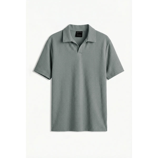 Steel Grey Jhonny Collar Textured Polo | Montivo Pakistan