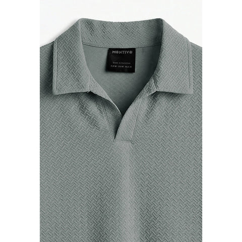 Steel Grey Jhonny Collar Textured Polo | Montivo Pakistan