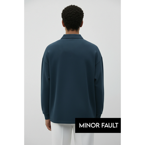 (Minor Fault) Blue Jhonny Collar Oversized Sweatshirt | Montivo Pakistan