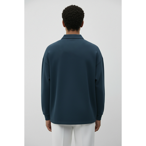 Blue Jhonny Collar Oversized Sweatshirt | Montivo Pakistan