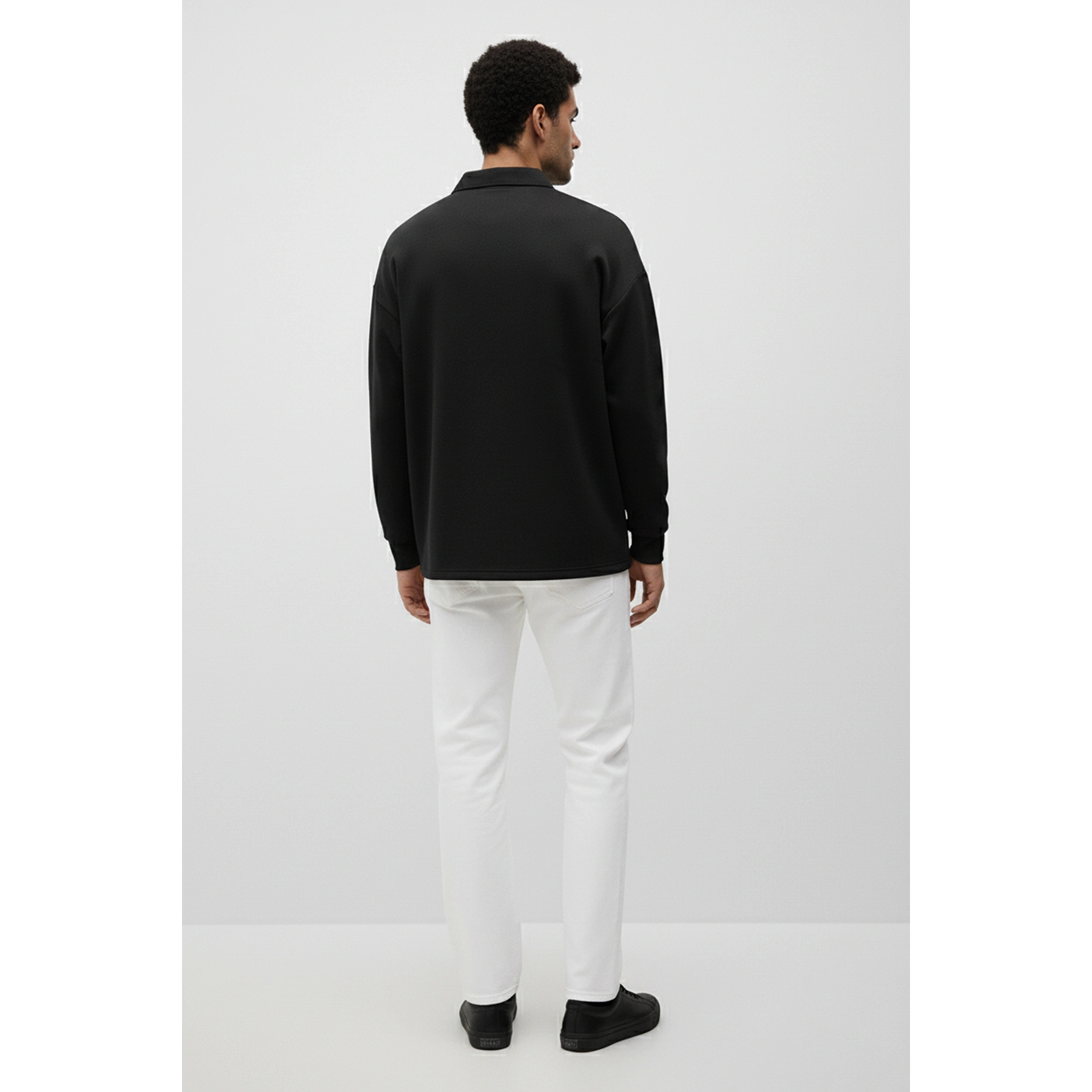 Black Jhonny Collar Oversized Sweatshirt | Montivo Pakistan