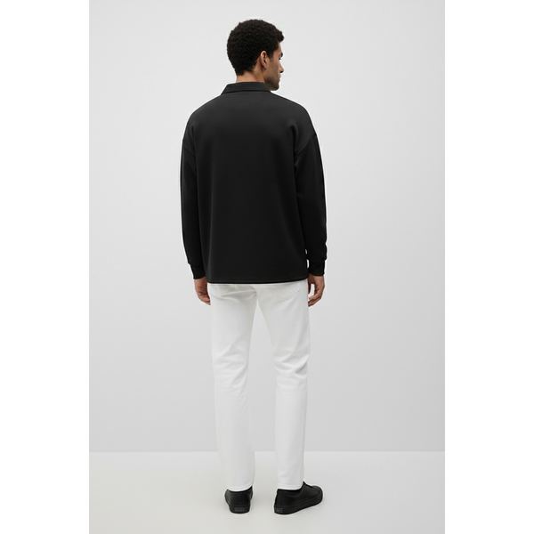 Black Jhonny Collar Oversized Sweatshirt | Montivo Pakistan
