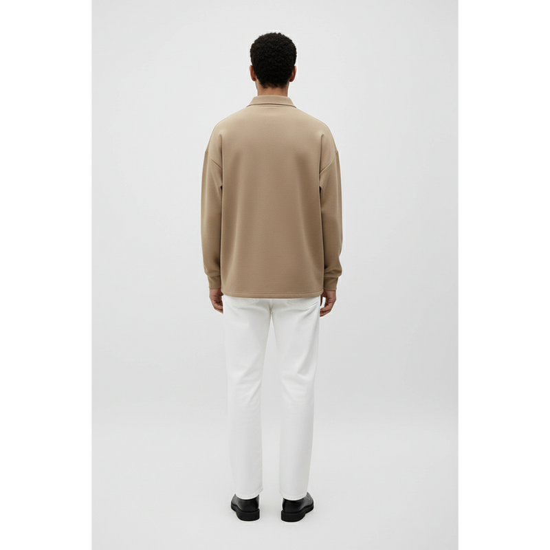 Coffee Jhonny Collar Oversized Sweatshirt | Montivo Pakistan