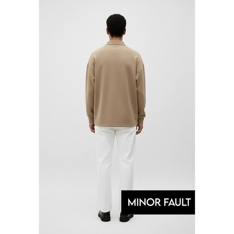(Minor Fault) Coffee Jhonny Collar Oversized Sweatshirt | Montivo Pakistan