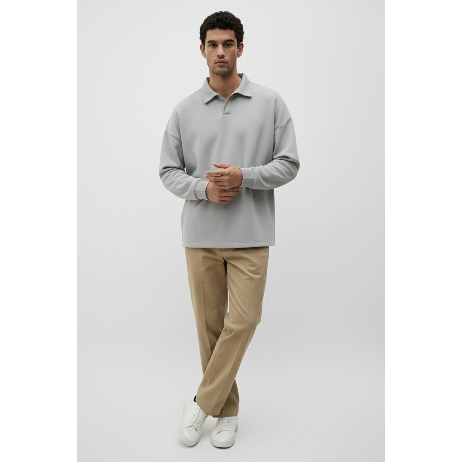 Steel Grey Jhonny Collar Oversized Sweatshirt | Montivo Pakistan