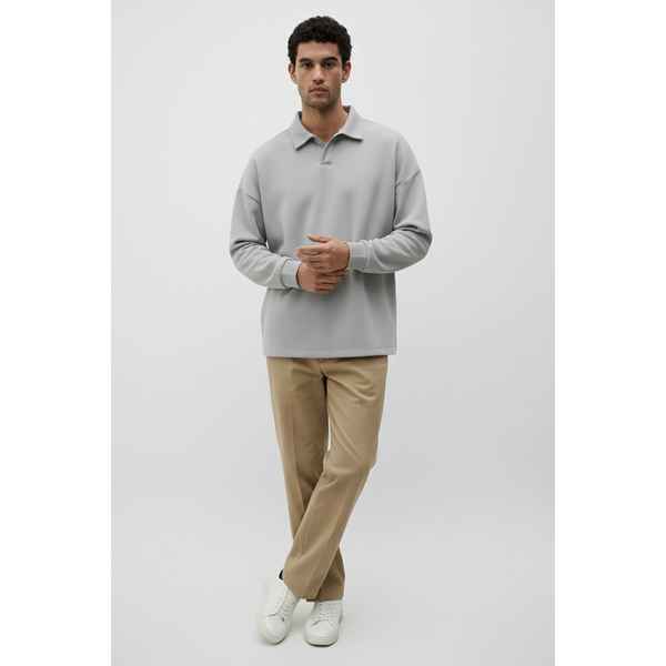 Steel Grey Jhonny Collar Oversized Sweatshirt | Montivo Pakistan