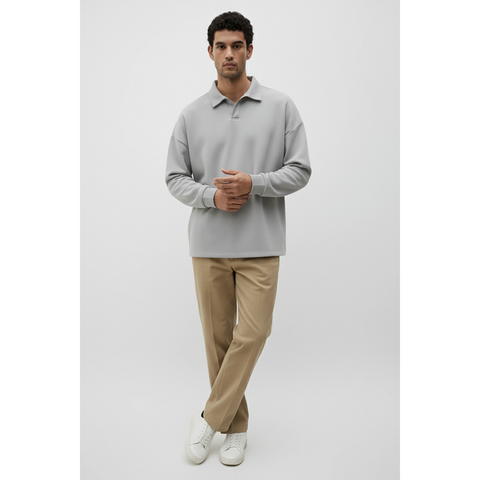 Steel Grey Jhonny Collar Oversized Sweatshirt | Montivo Pakistan