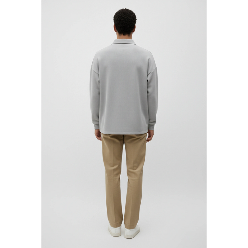 Steel Grey Jhonny Collar Oversized Sweatshirt | Montivo Pakistan