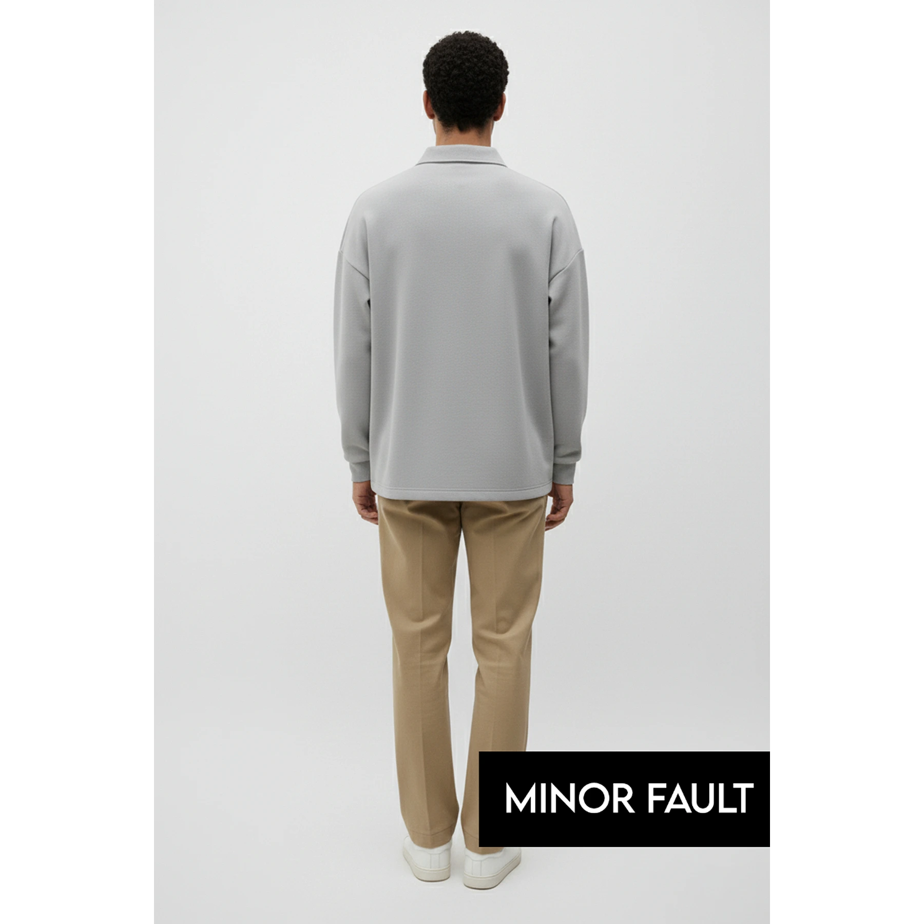 (Minor Fault) Steel Grey Jhonny Collar Oversized Sweatshirt | Montivo Pakistan