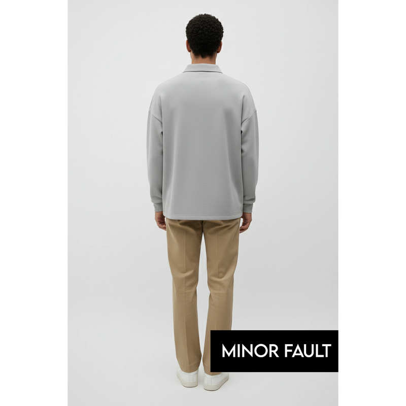 (Minor Fault) Steel Grey Jhonny Collar Oversized Sweatshirt | Montivo Pakistan