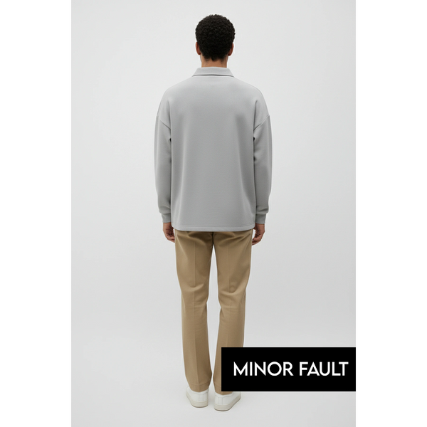 (Minor Fault) Steel Grey Jhonny Collar Oversized Sweatshirt | Montivo Pakistan