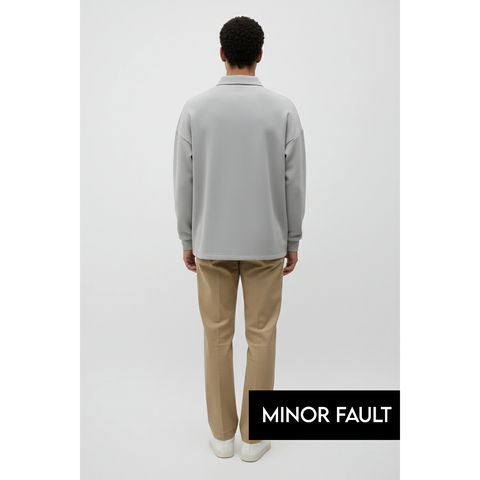 (Minor Fault) Steel Grey Jhonny Collar Oversized Sweatshirt | Montivo Pakistan