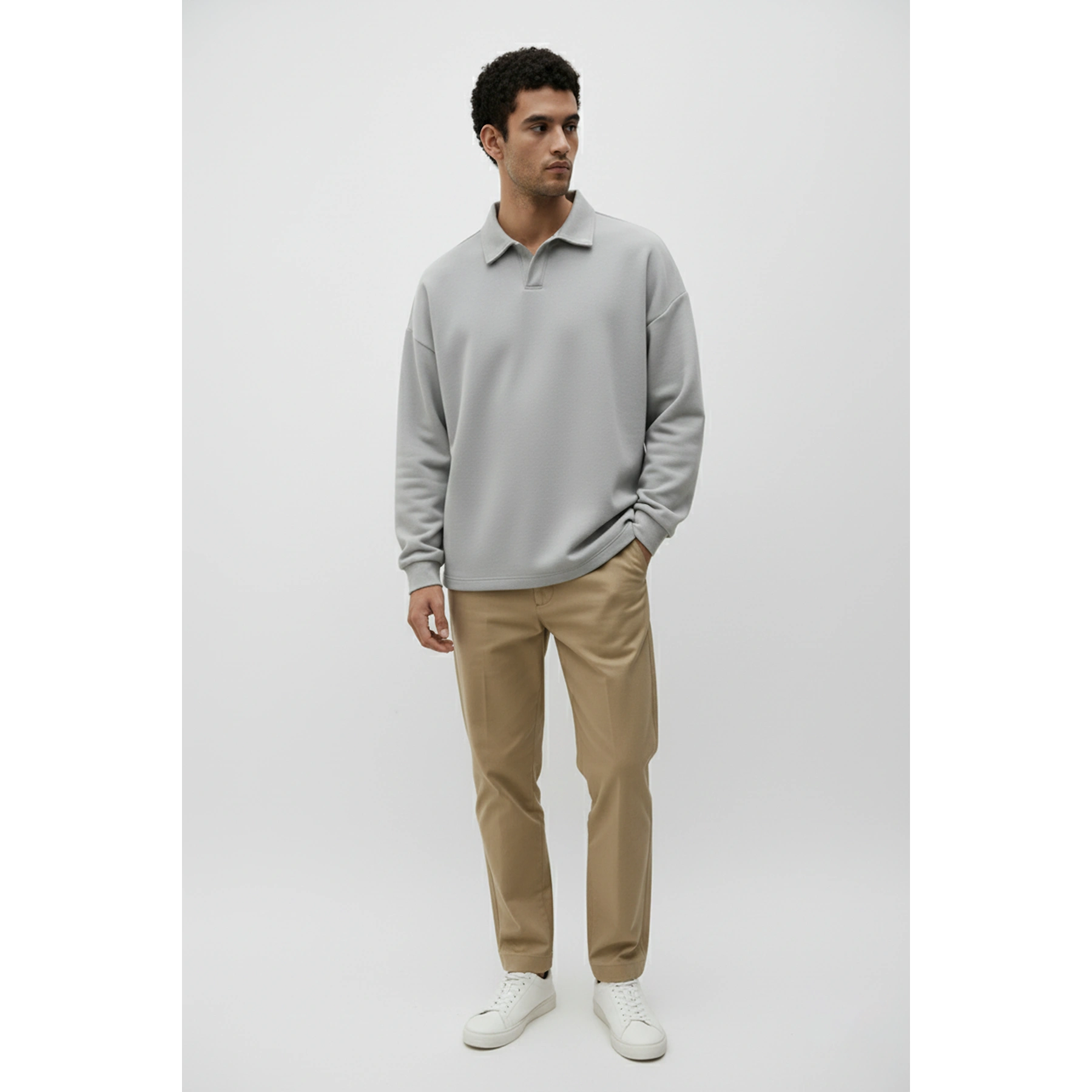 Steel Grey Jhonny Collar Oversized Sweatshirt | Montivo Pakistan