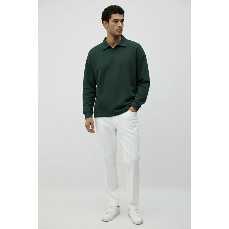 Green Jhonny Collar Oversized Sweatshirt | Montivo Pakistan