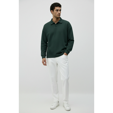 Green Jhonny Collar Oversized Sweatshirt | Montivo Pakistan