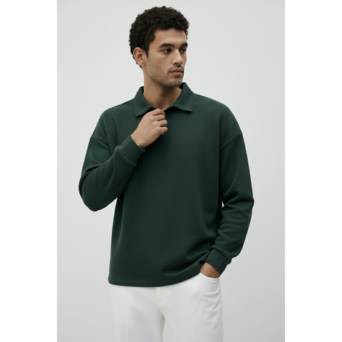 Green Jhonny Collar Oversized Sweatshirt | Montivo Pakistan