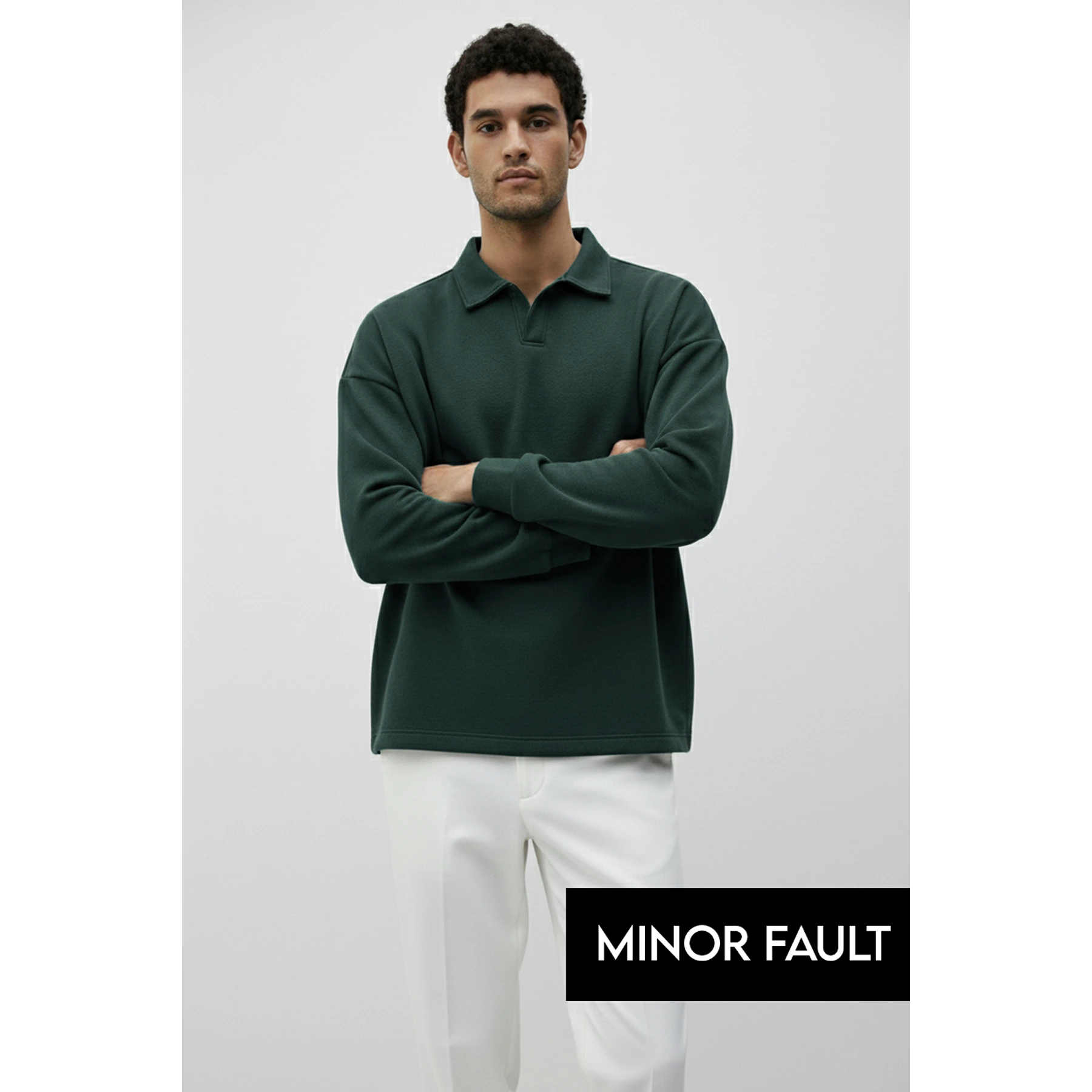 (Minor Fault) Green Jhonny Collar Oversized Sweatshirt | Montivo Pakistan