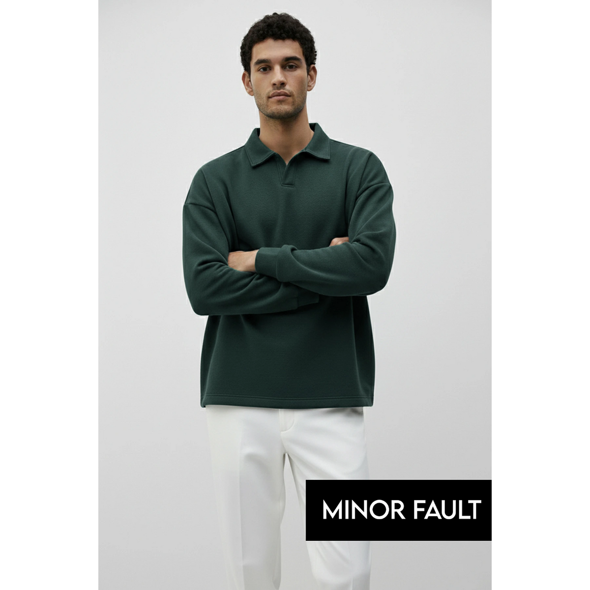 (Minor Fault) Green Jhonny Collar Oversized Sweatshirt | Montivo Pakistan