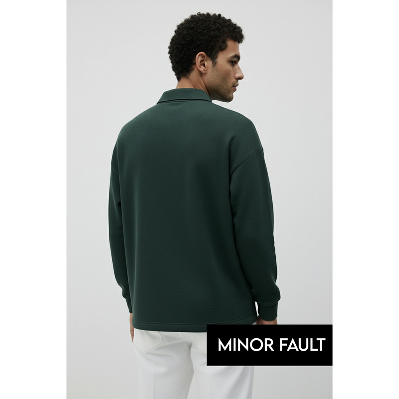 (Minor Fault) Green Jhonny Collar Oversized Sweatshirt | Montivo Pakistan