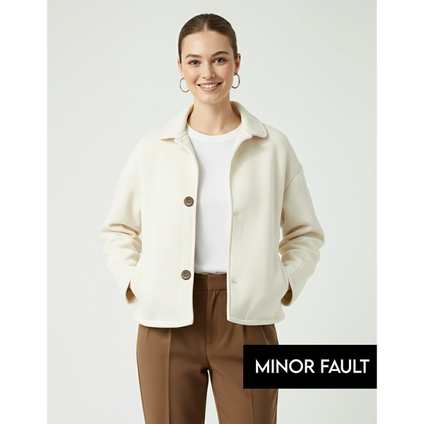 (Minor Fault) Cream Button Down Coat Jacket | Montivo Pakistan