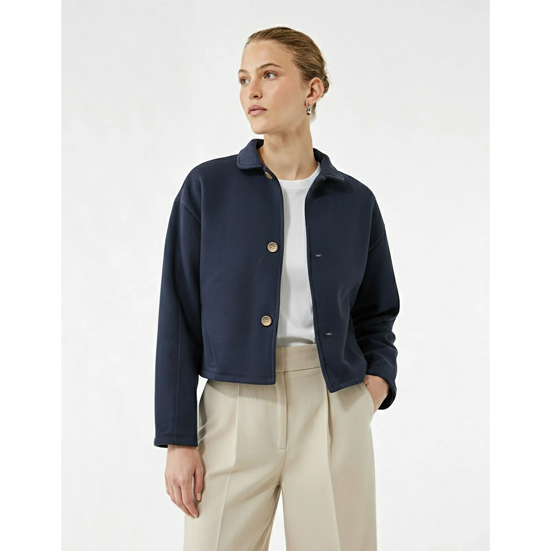 Navy Button Down Coat Jacket | Montivo Pakistan