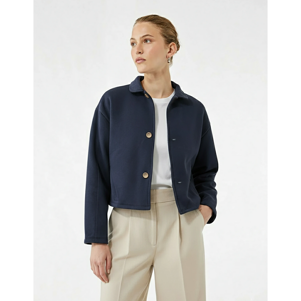 Navy Button Down Coat Jacket | Montivo Pakistan