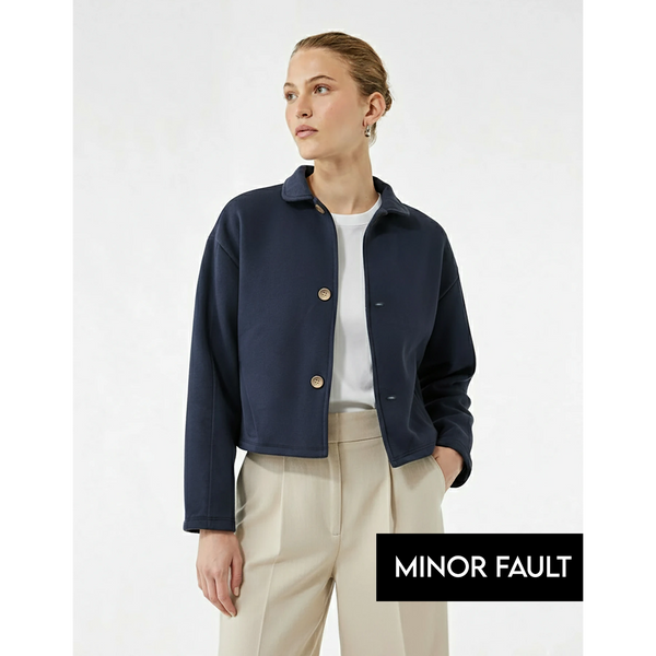 (Minor Fault) Navy Button Down Coat Jacket | Montivo Pakistan