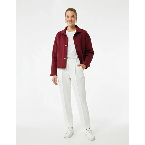 Maroon Button Down Coat Jacket | Montivo Pakistan