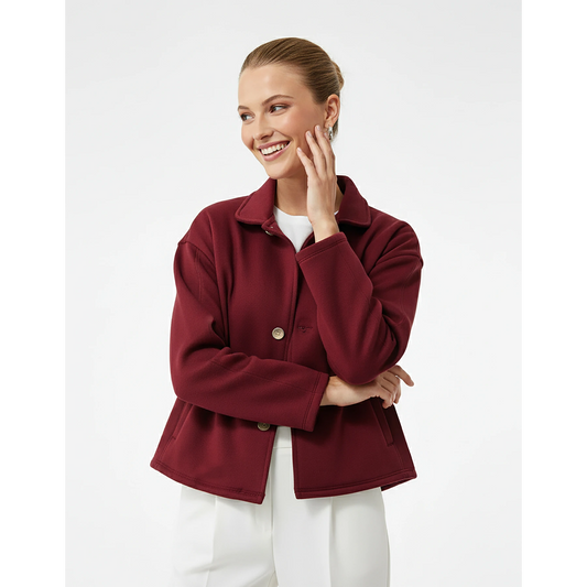 Maroon Button Down Coat Jacket