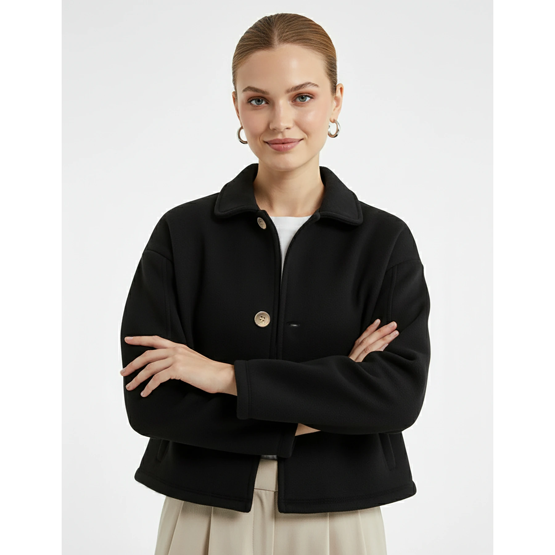 Black Button Down Coat Jacket | Montivo Pakistan