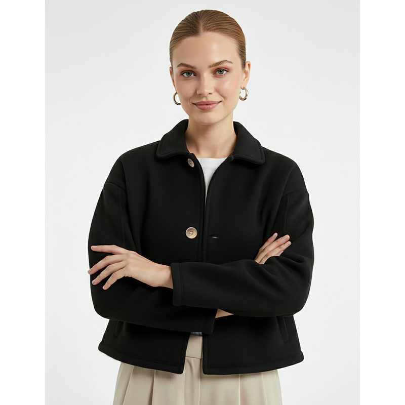 Black Button Down Coat Jacket | Montivo Pakistan