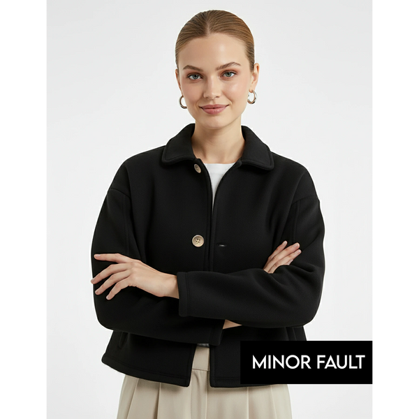 (Minor Fault) Black Button Down Coat Jacket | Montivo Pakistan