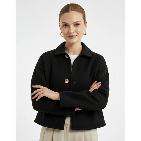 Black Button Down Coat Jacket | Montivo Pakistan