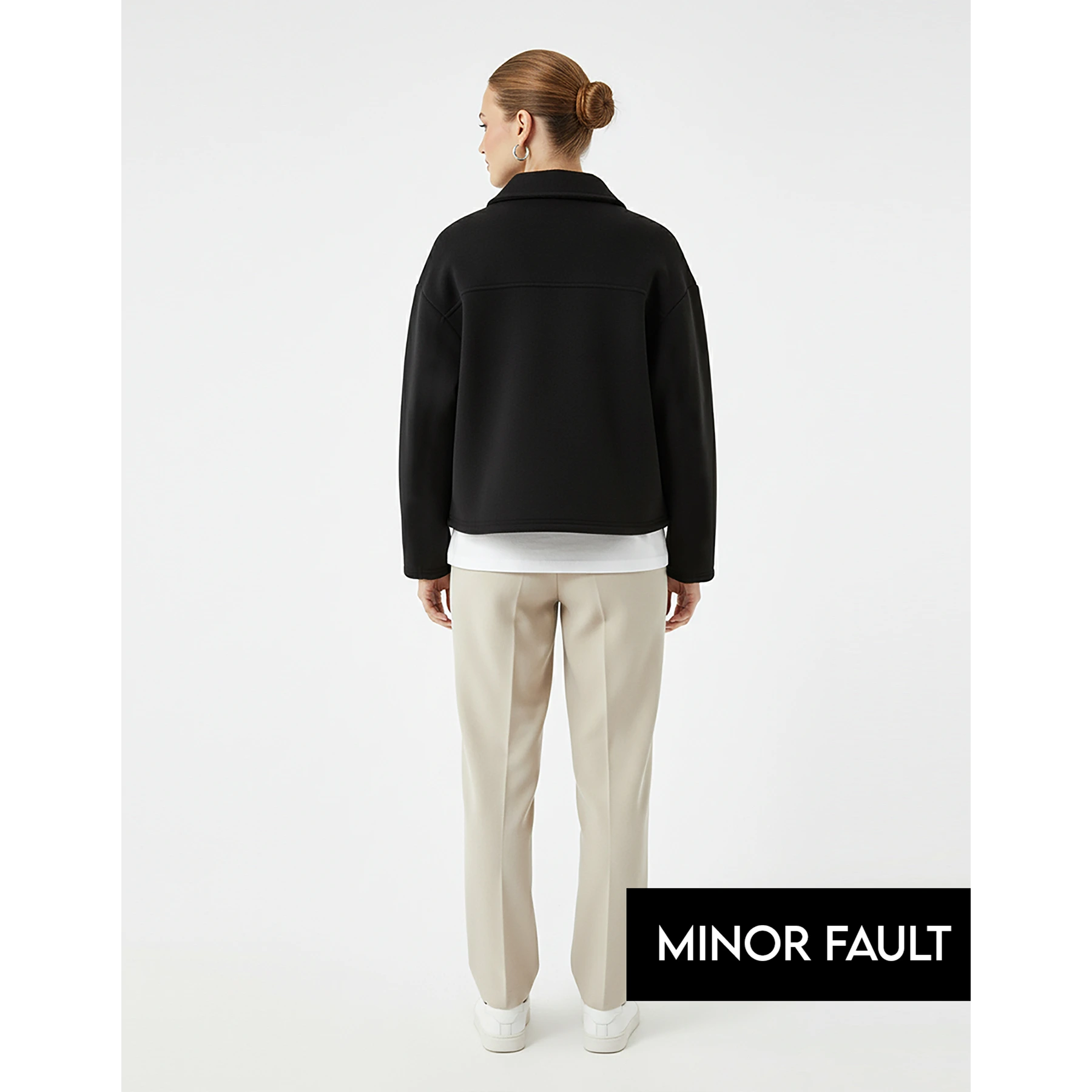 (Minor Fault) Black Button Down Coat Jacket | Montivo Pakistan