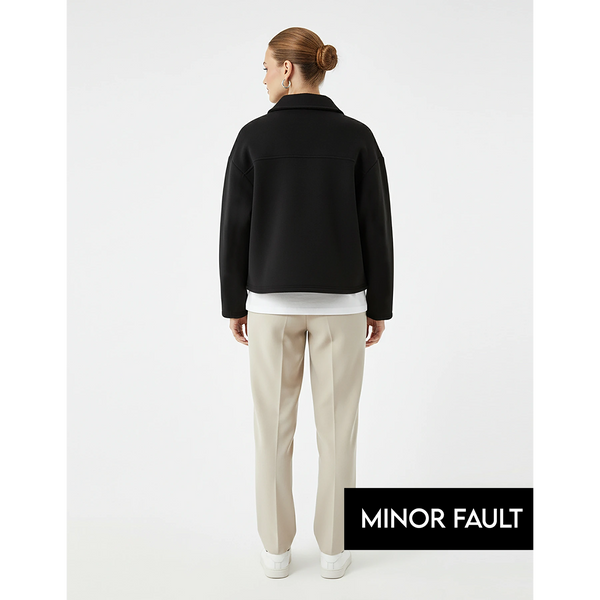 (Minor Fault) Black Button Down Coat Jacket | Montivo Pakistan
