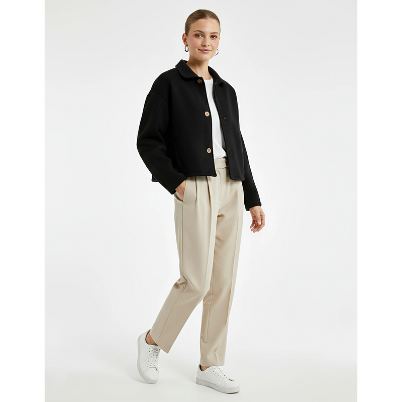 Black Button Down Coat Jacket | Montivo Pakistan